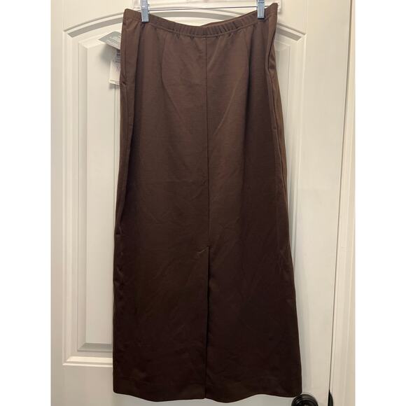 NWT First Issue Women’s Pattern Mix Knit Pull On Dress Maxi Skirt Size M Brown - Picture 4 of 6
